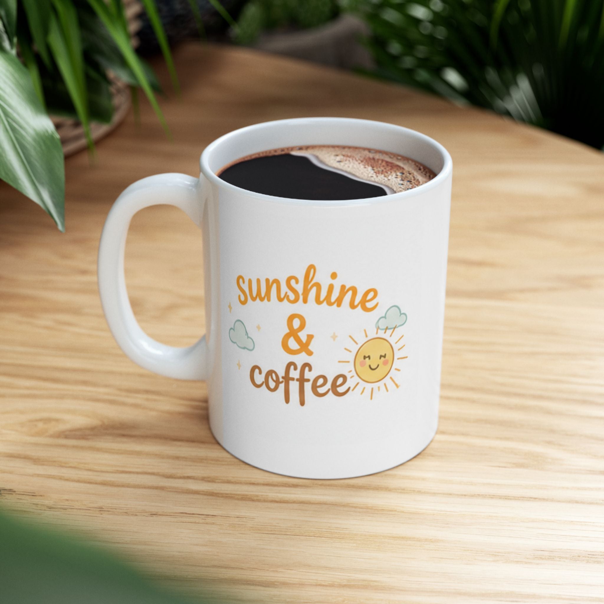 sunshine & coffee Mug | Cute Girly Coffee Mug | Pink Aesthetic Coffee Cup | Coffee Lover Gift | Feminine Ceramic Mug