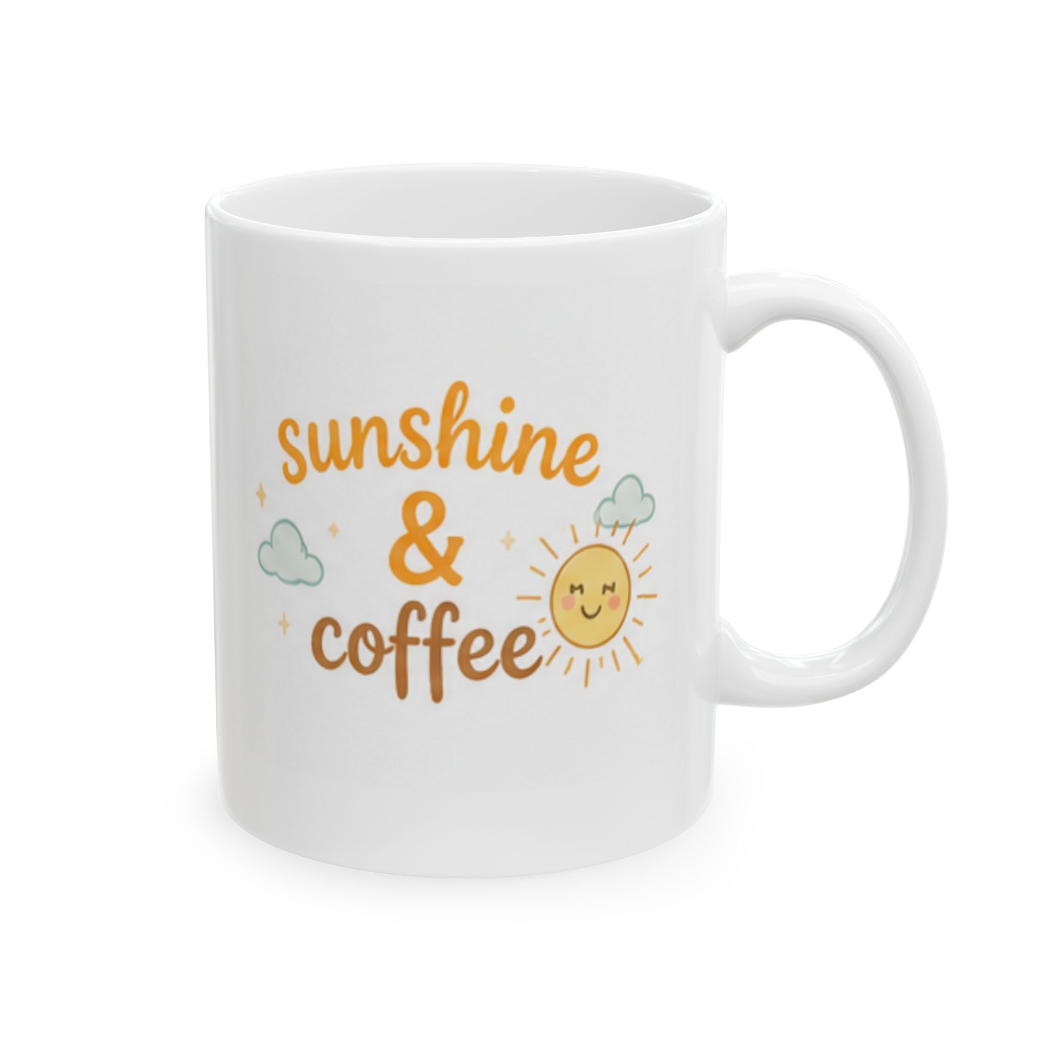 sunshine & coffee Mug | Cute Girly Coffee Mug | Pink Aesthetic Coffee Cup | Coffee Lover Gift | Feminine Ceramic Mug