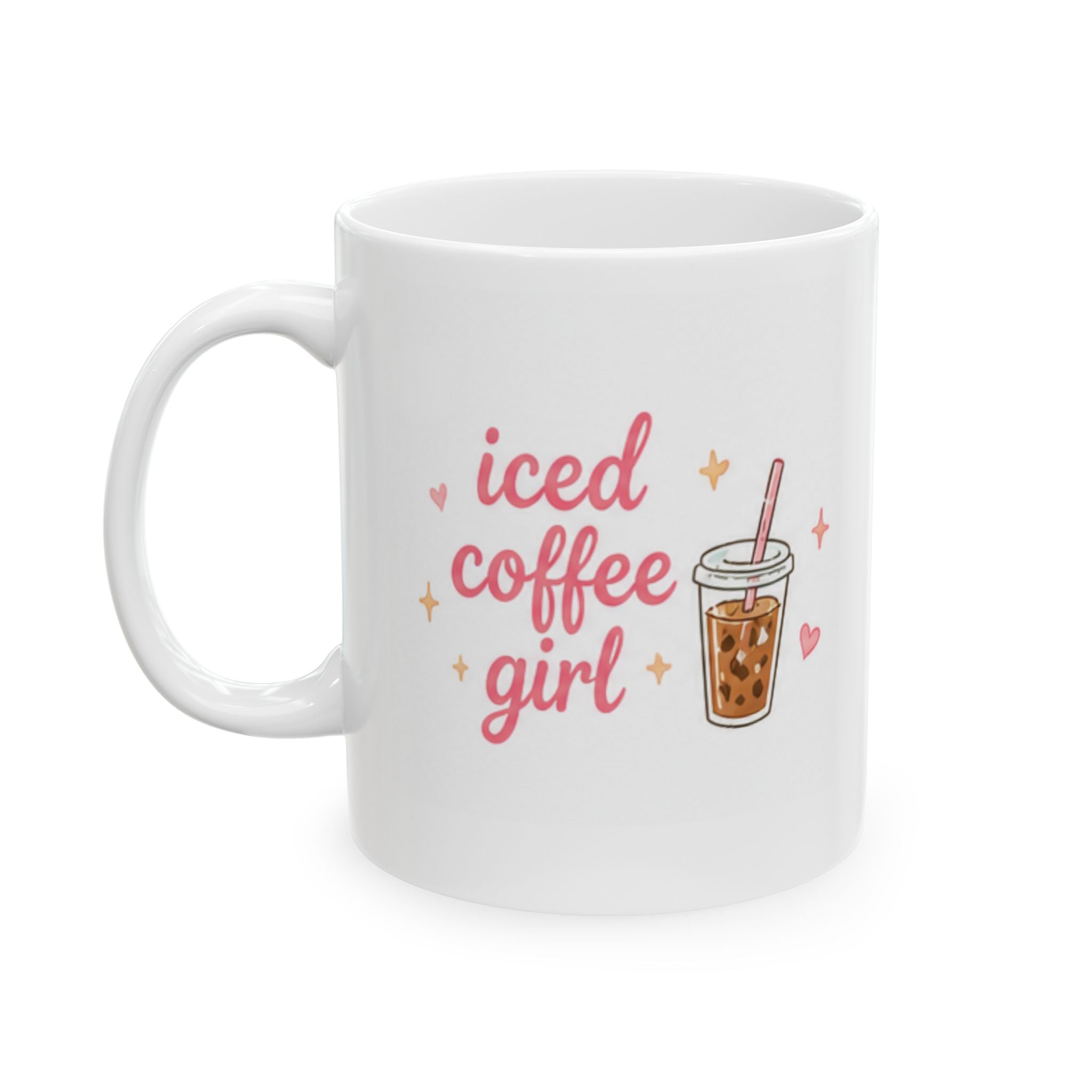 iced coffee girl Mug | Cute Girly Coffee Mug | Pink Aesthetic Coffee Cup | Coffee Lover Gift | Feminine Ceramic Mug