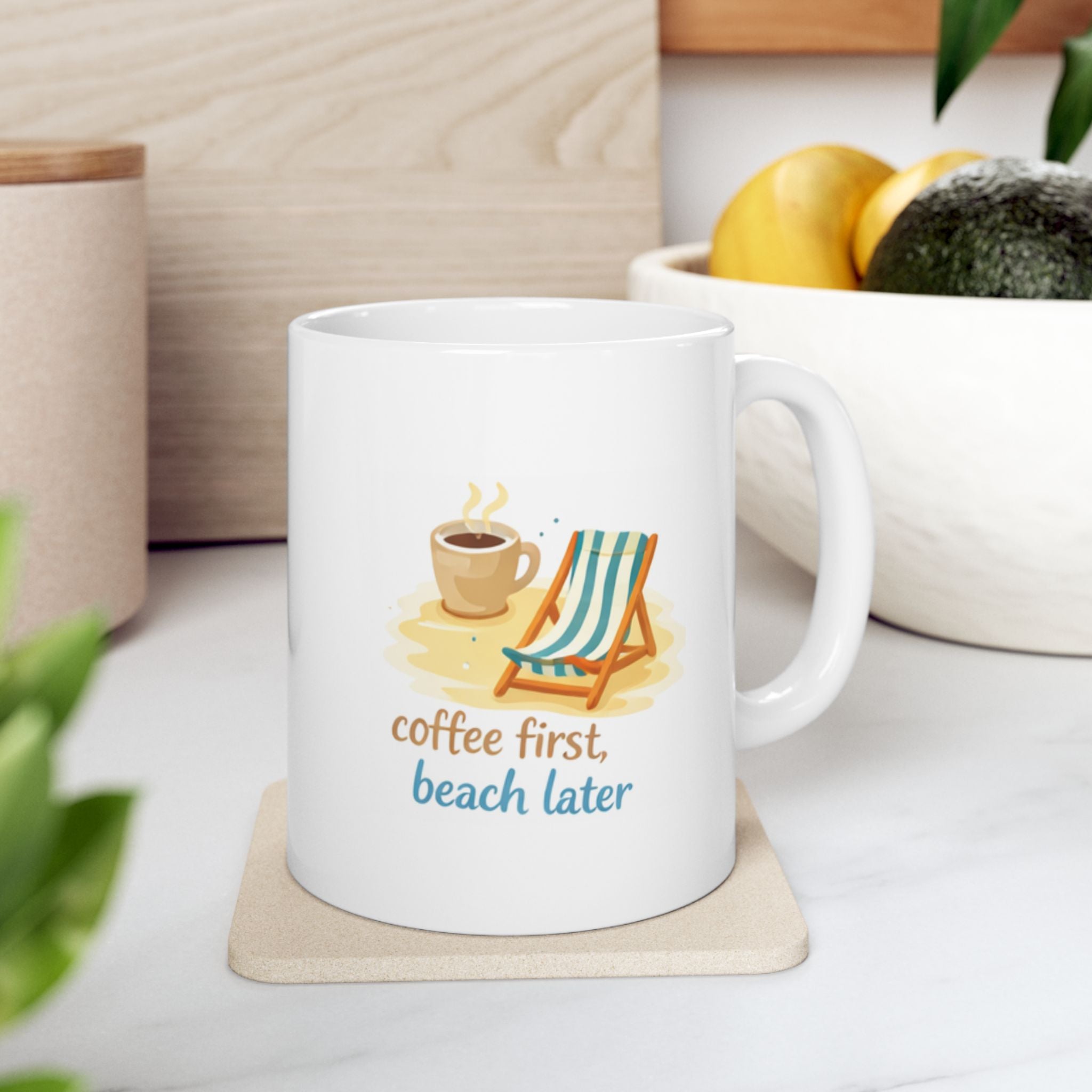 coffee first, beach later Summer Mug | Cute Coffee Mug | Beach Coffee Cup | Iced Coffee Mug | Summer Gift | Ceramic Mug