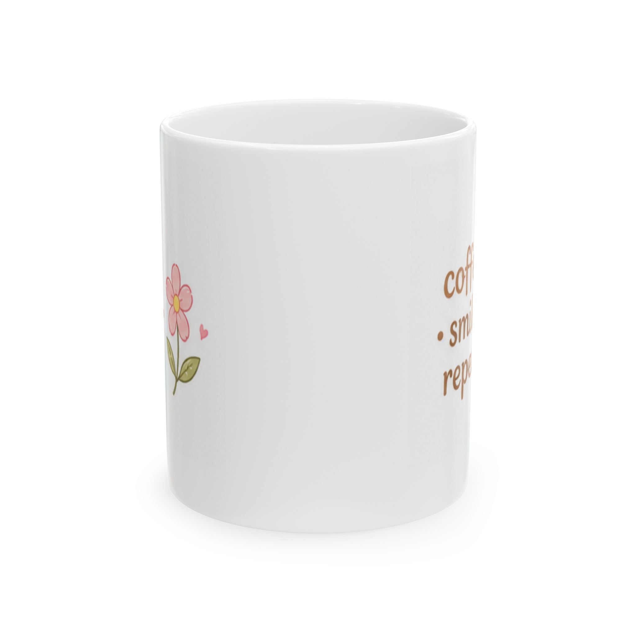 coffee smile repeat Mug | Cute Girly Coffee Mug | Pink Aesthetic Coffee Cup | Coffee Lover Gift | Feminine Ceramic Mug