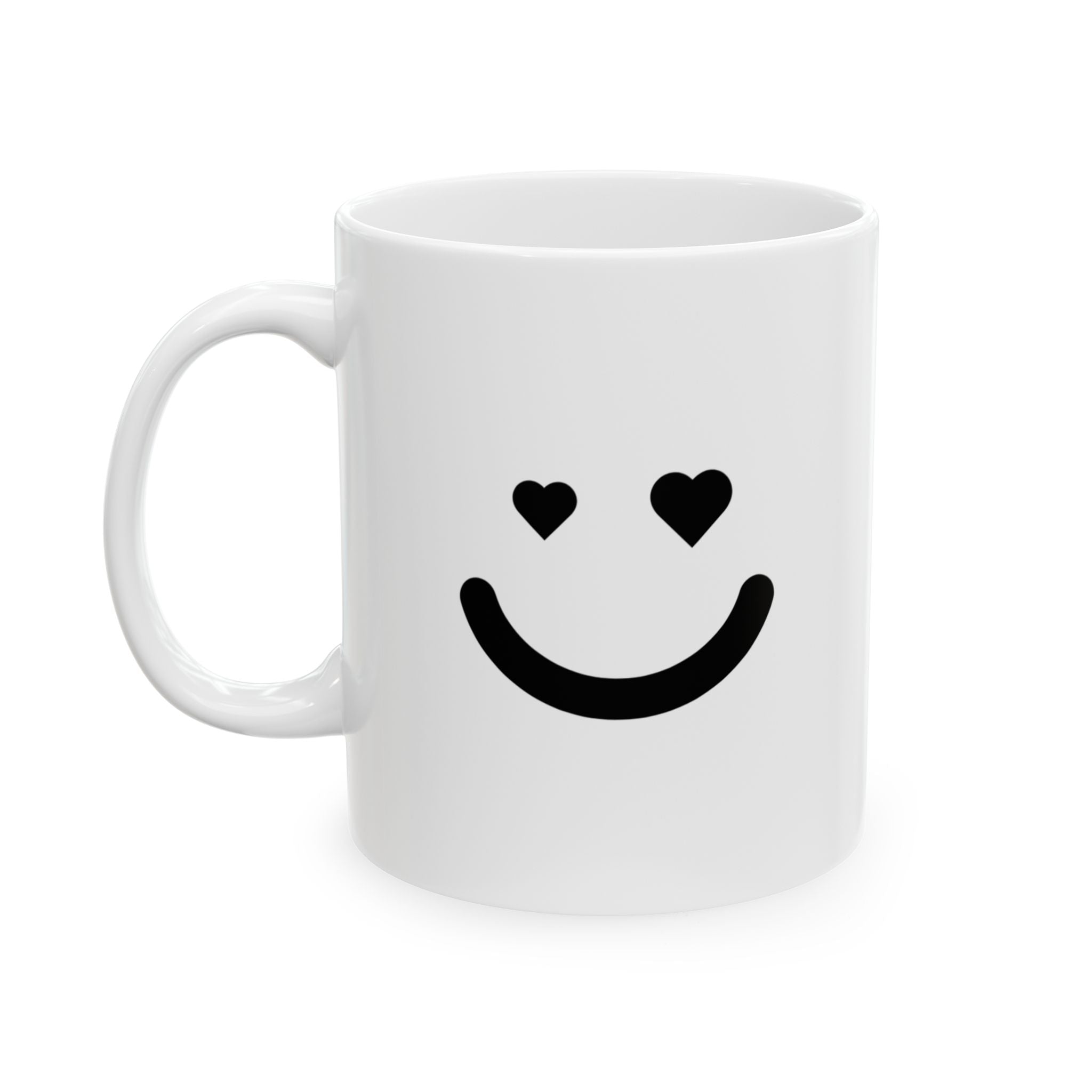 Heart Eyes Smile Mug Emoji Mug | Cute Minimalist Coffee Mug | Funny Ceramic Mug | Aesthetic Gift | Cute Coffee Cup