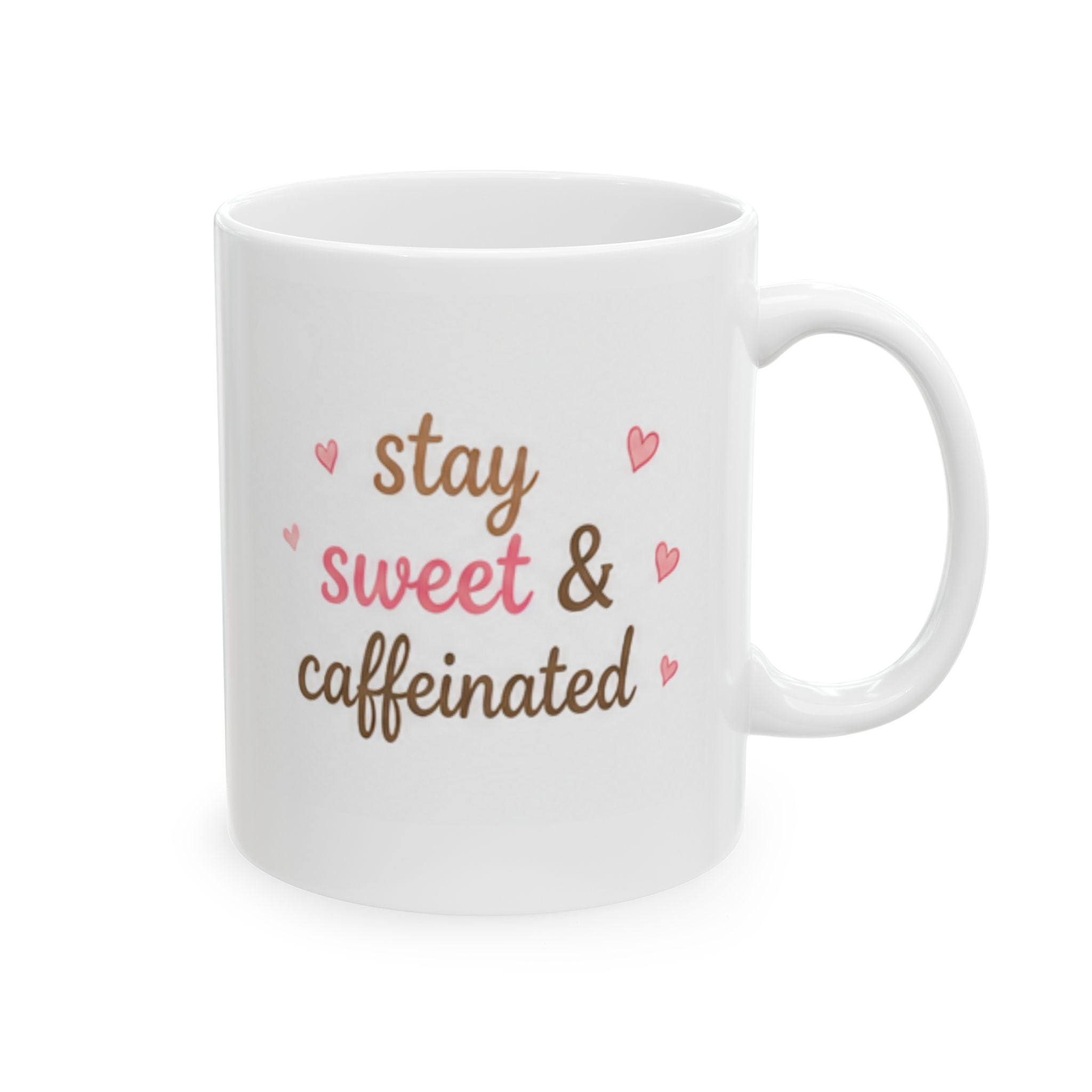 stay sweet & caffeinated Mug | Cute Girly Coffee Mug | Pink Aesthetic Coffee Cup | Coffee Lover Gift | Feminine Ceramic Mug