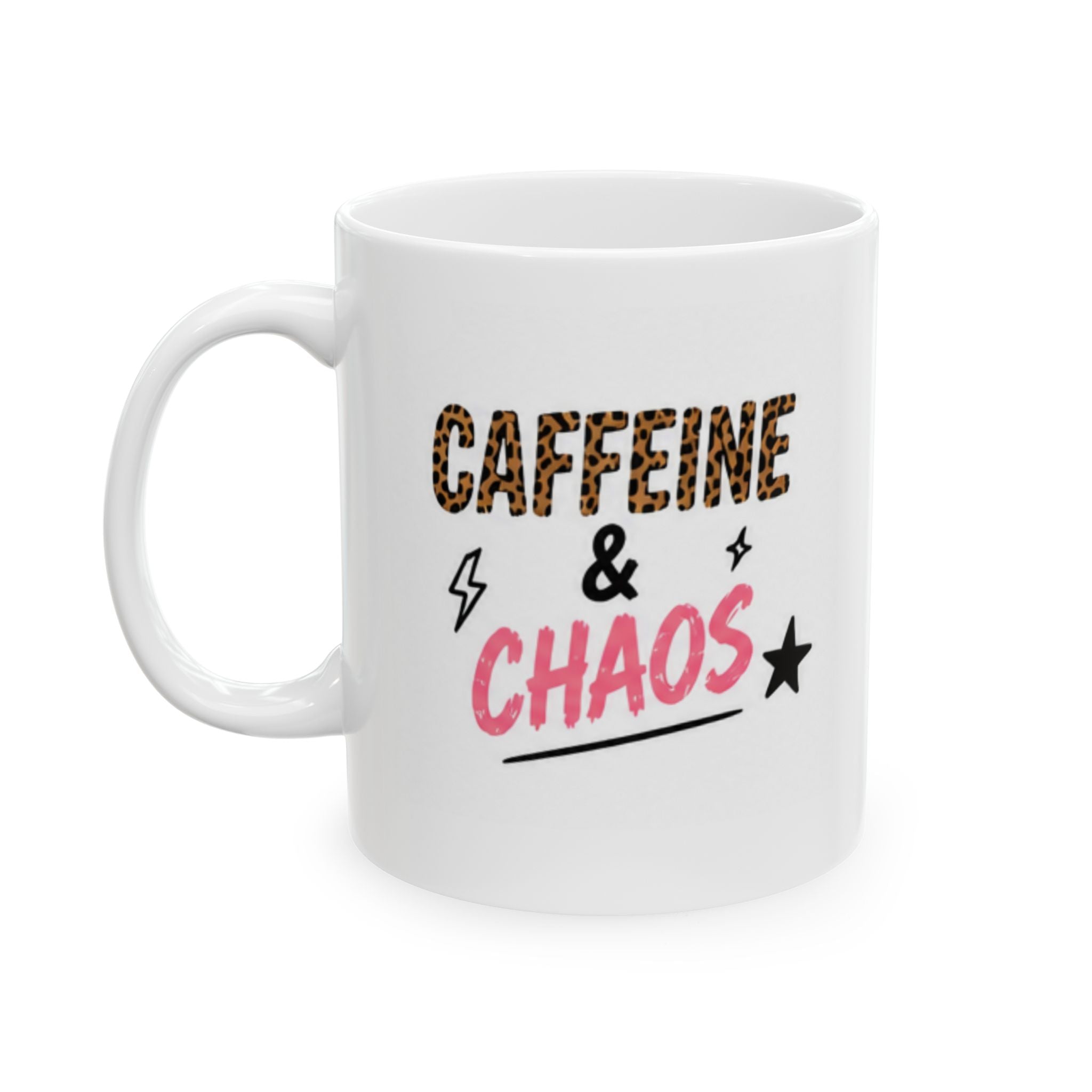 caffeine & chaos Mug | Funny Coffee Mug | Iced Coffee Lover Gift | Cute Coffee Cup | Coffee Addict Mug | Ceramic Mug