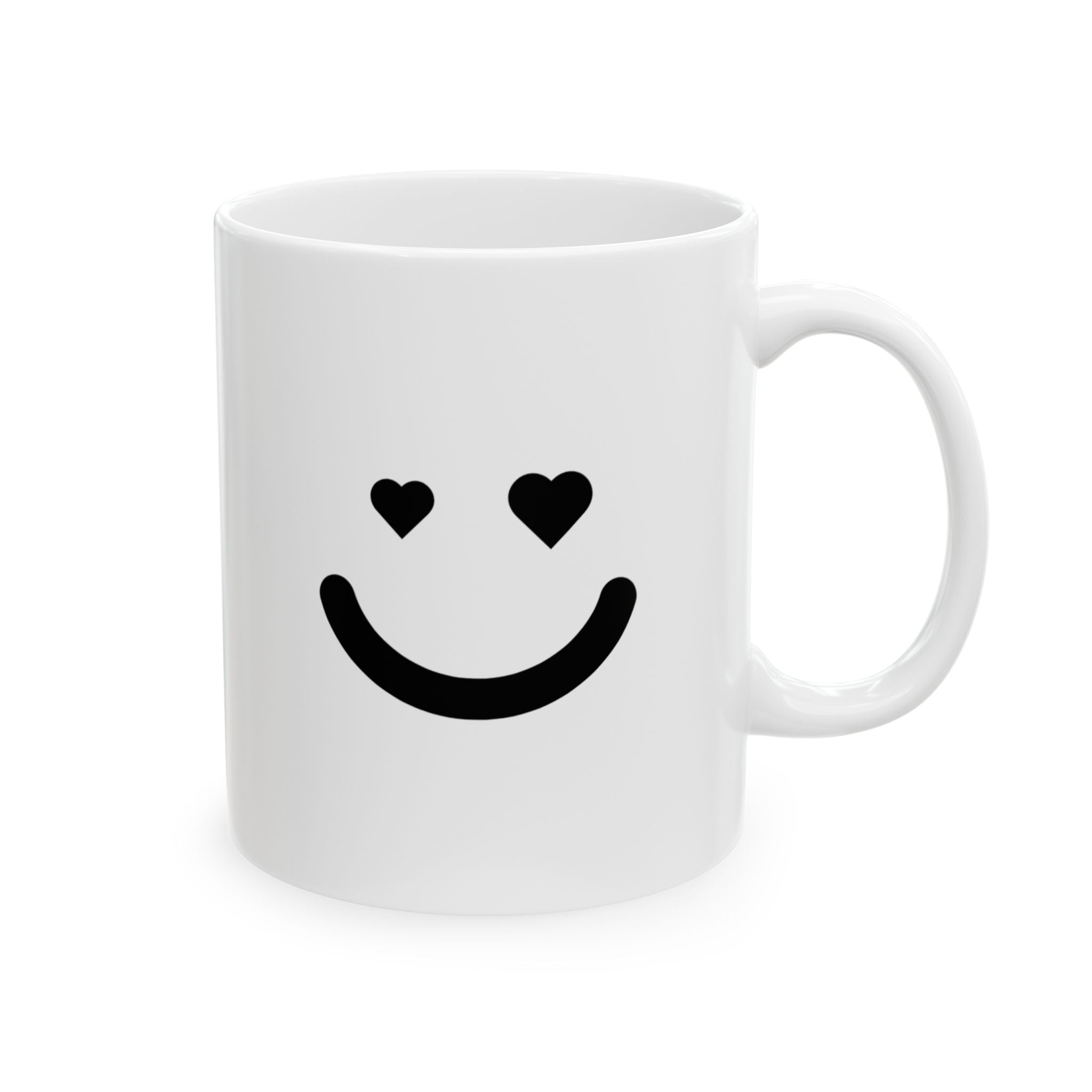 Heart Eyes Smile Mug Emoji Mug | Cute Minimalist Coffee Mug | Funny Ceramic Mug | Aesthetic Gift | Cute Coffee Cup