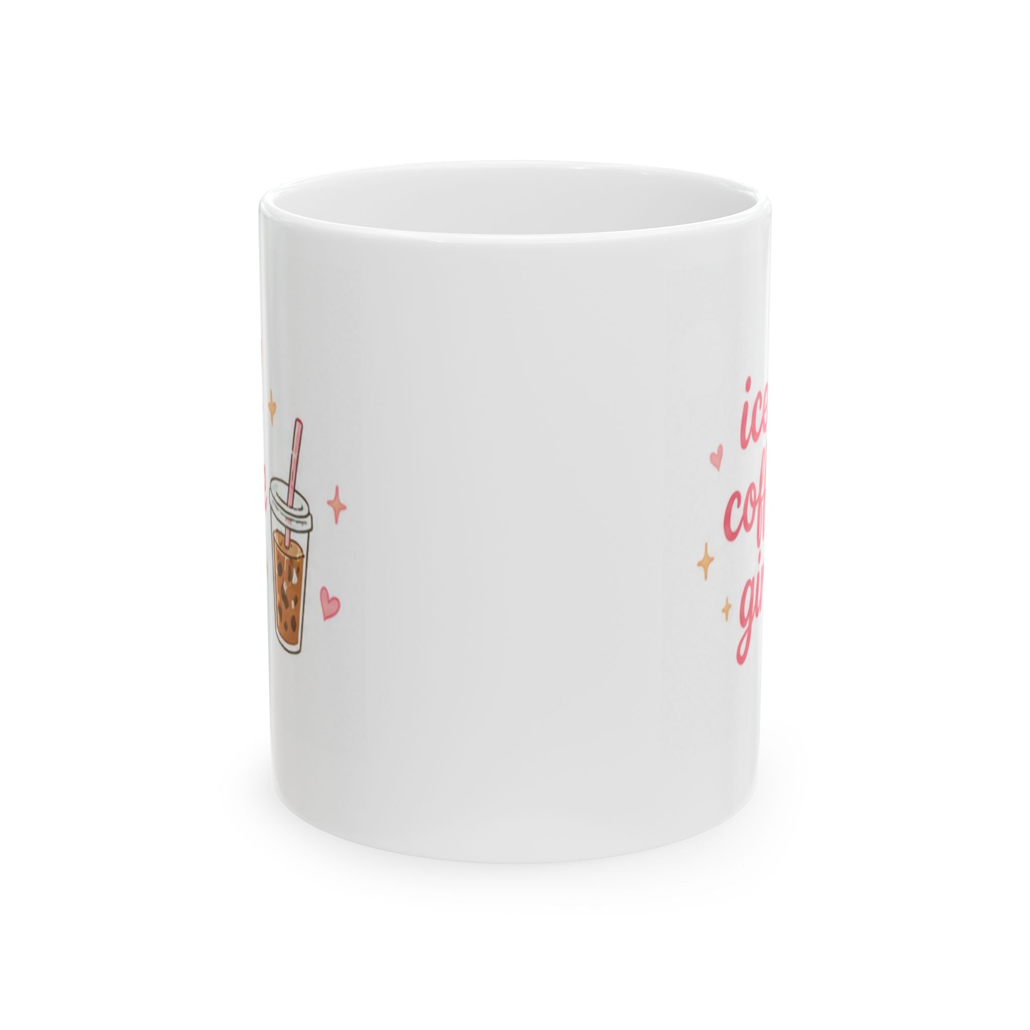iced coffee girl Mug | Cute Girly Coffee Mug | Pink Aesthetic Coffee Cup | Coffee Lover Gift | Feminine Ceramic Mug