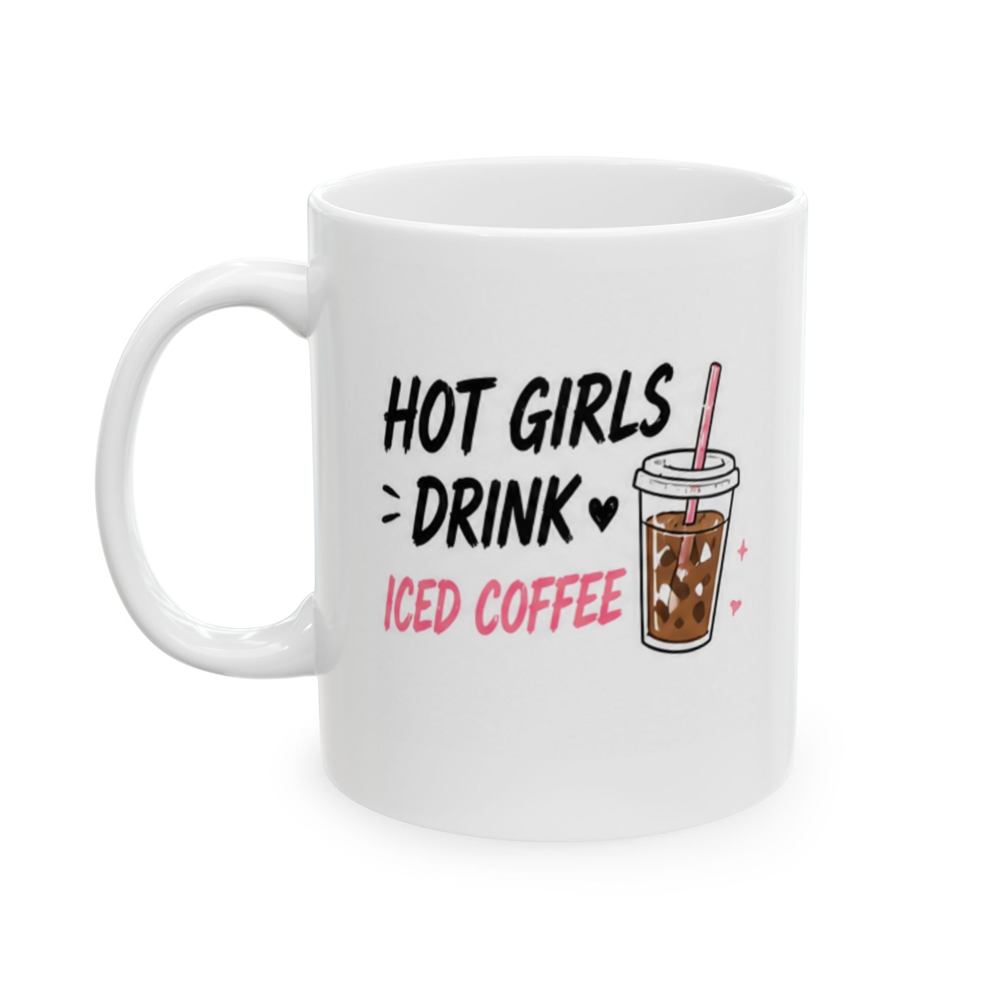 hot girls drink iced coffee Mug | Funny Coffee Mug | Iced Coffee Lover Gift | Cute Coffee Cup | Coffee Addict Mug | Ceramic Mug