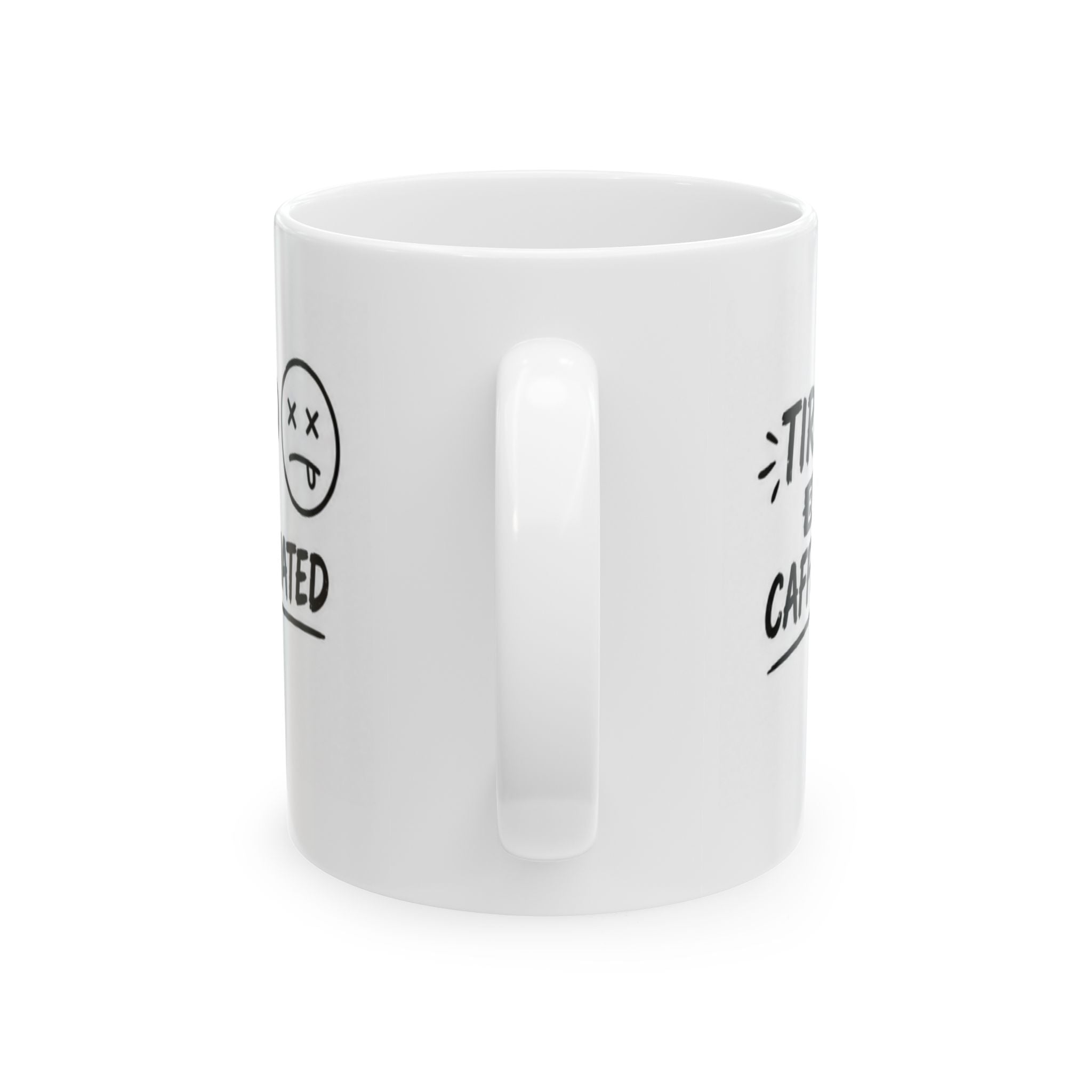 tired but caffeinated Mug | Funny Coffee Mug | Iced Coffee Lover Gift | Cute Coffee Cup | Coffee Addict Mug | Ceramic Mug