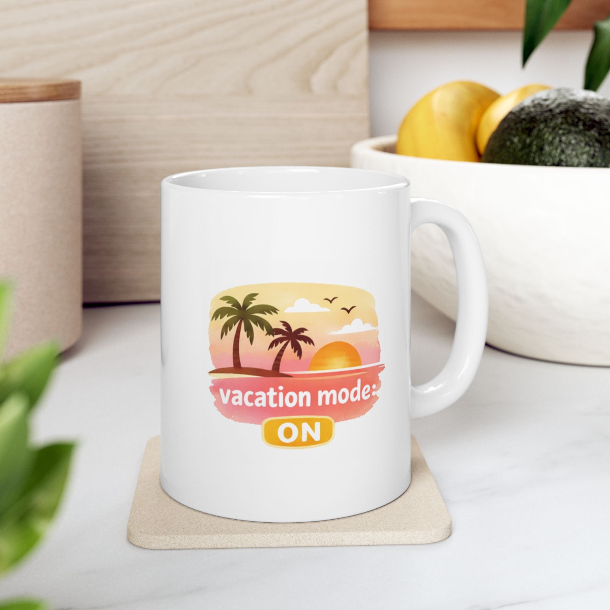 vacation mode ON Summer Mug | Cute Coffee Mug | Beach Coffee Cup | Iced Coffee Mug | Summer Gift | Ceramic Mug