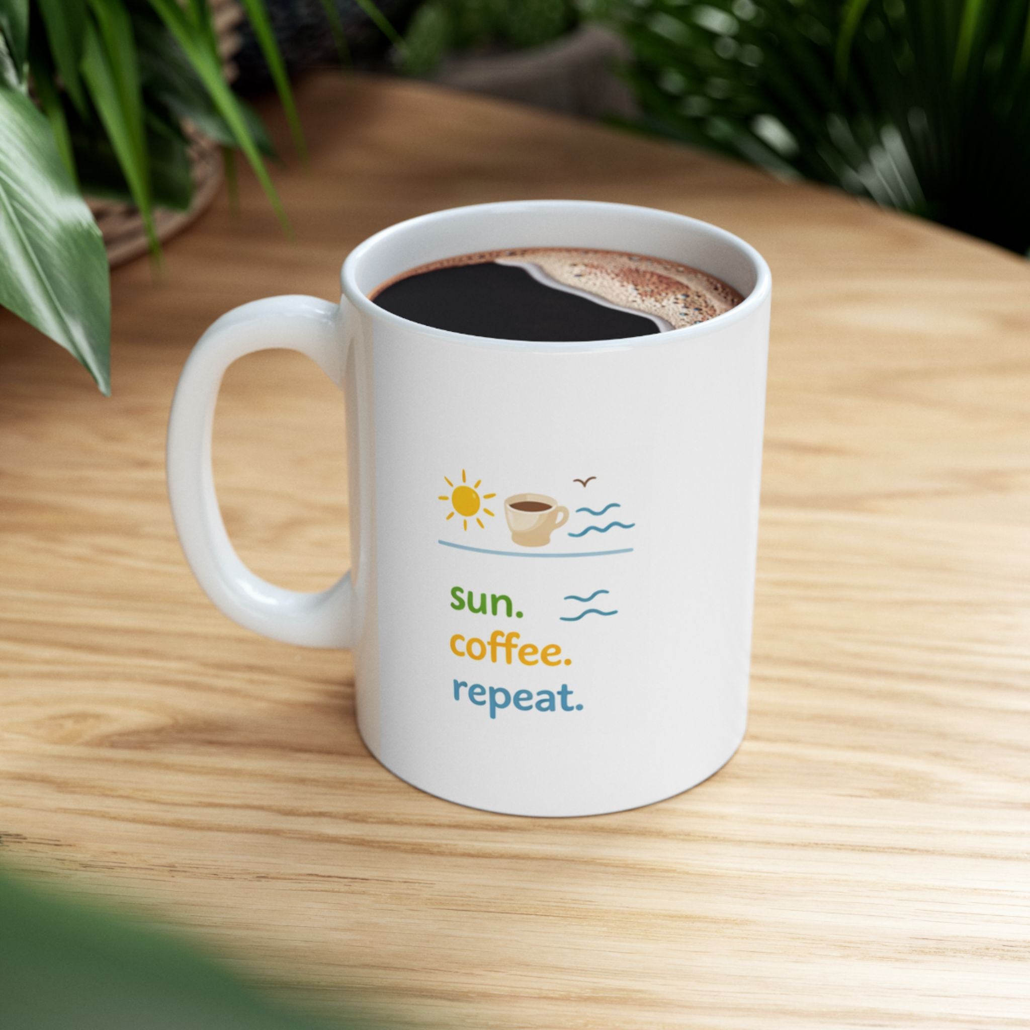 sun. coffee. repeat. Summer Mug | Cute Coffee Mug | Beach Coffee Cup | Iced Coffee Mug | Summer Gift | Ceramic Mug